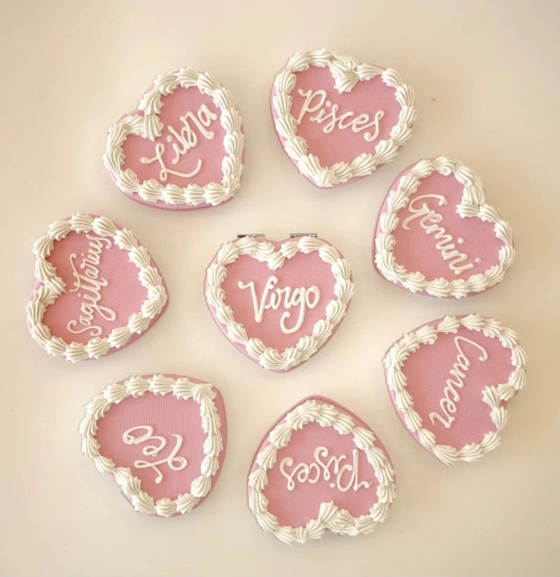 Compact Mirror - Hand Crafted Piping Zodiac Signs